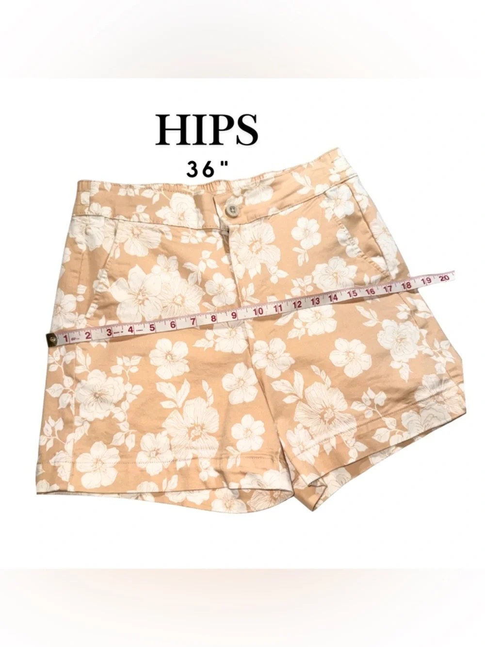 JACHS Girlfriend Floral Print Cotton‎ Shorts - Peach and Navy